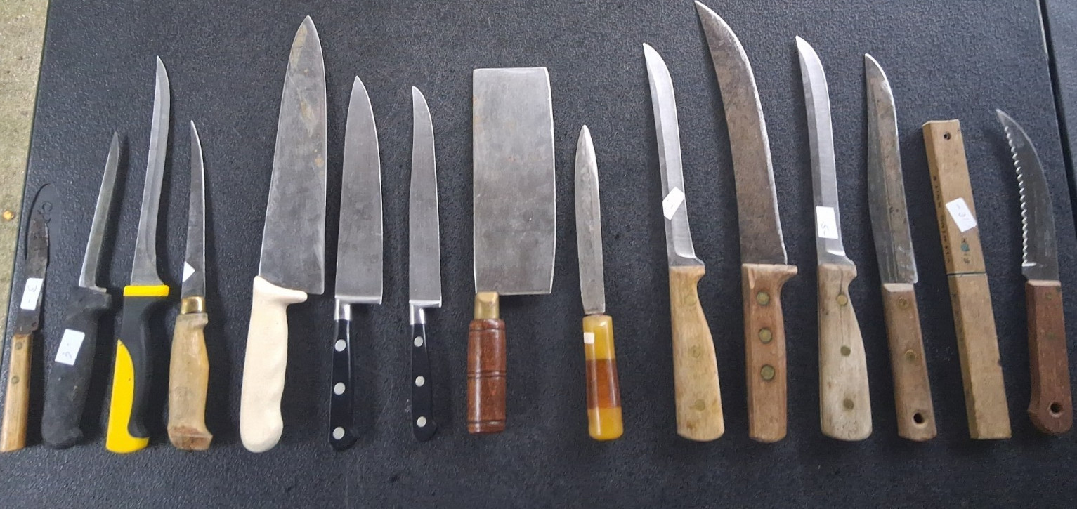 Lot Of 15 Vintage Misc Fixed Blade Knives Cleaver Bakelight Dexter Russel Flea m Lot Of 15 Vintage Misc Fixed Blade Knives Cleaver Bakelight Dexter Russel Flea m