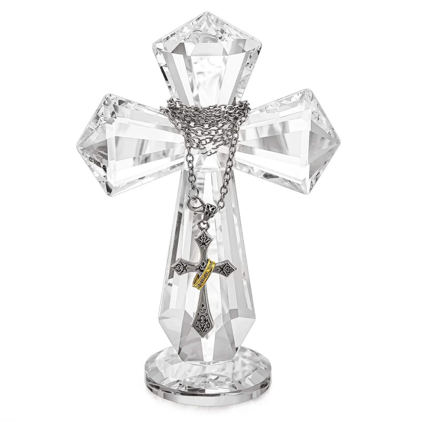 5.8inch Clear Crystal Cross Handmade Glass Holy Cross Collectible Religious C... 5.8inch Clear Crystal Cross Handmade Glass Holy Cross Collectible Religious C...