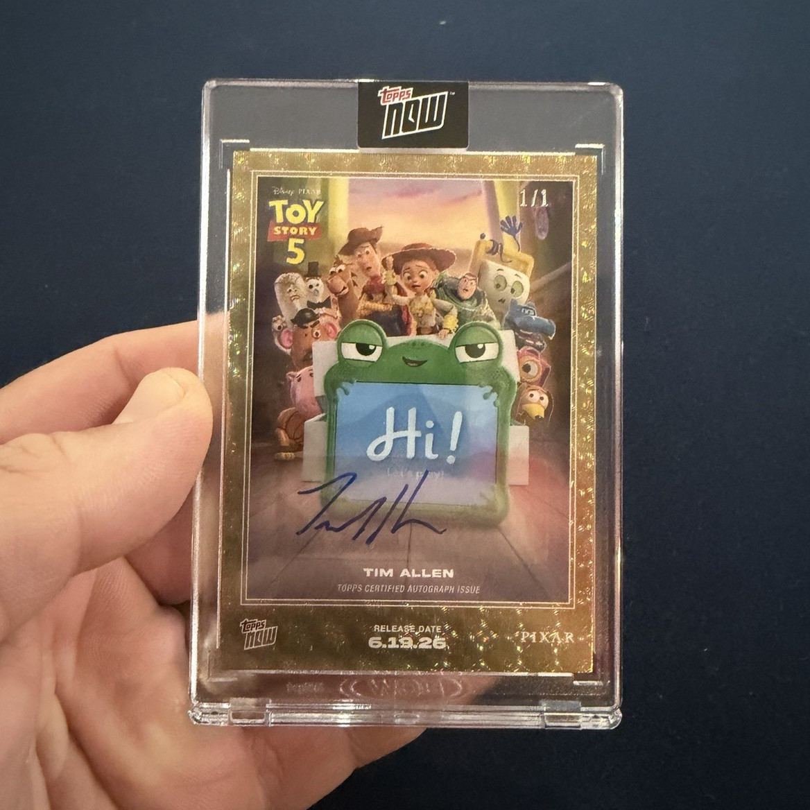 Topps NOW Toy Story 5 Tim Allen Signed Autograph Gold 1/1 Card Buzz Lightyear