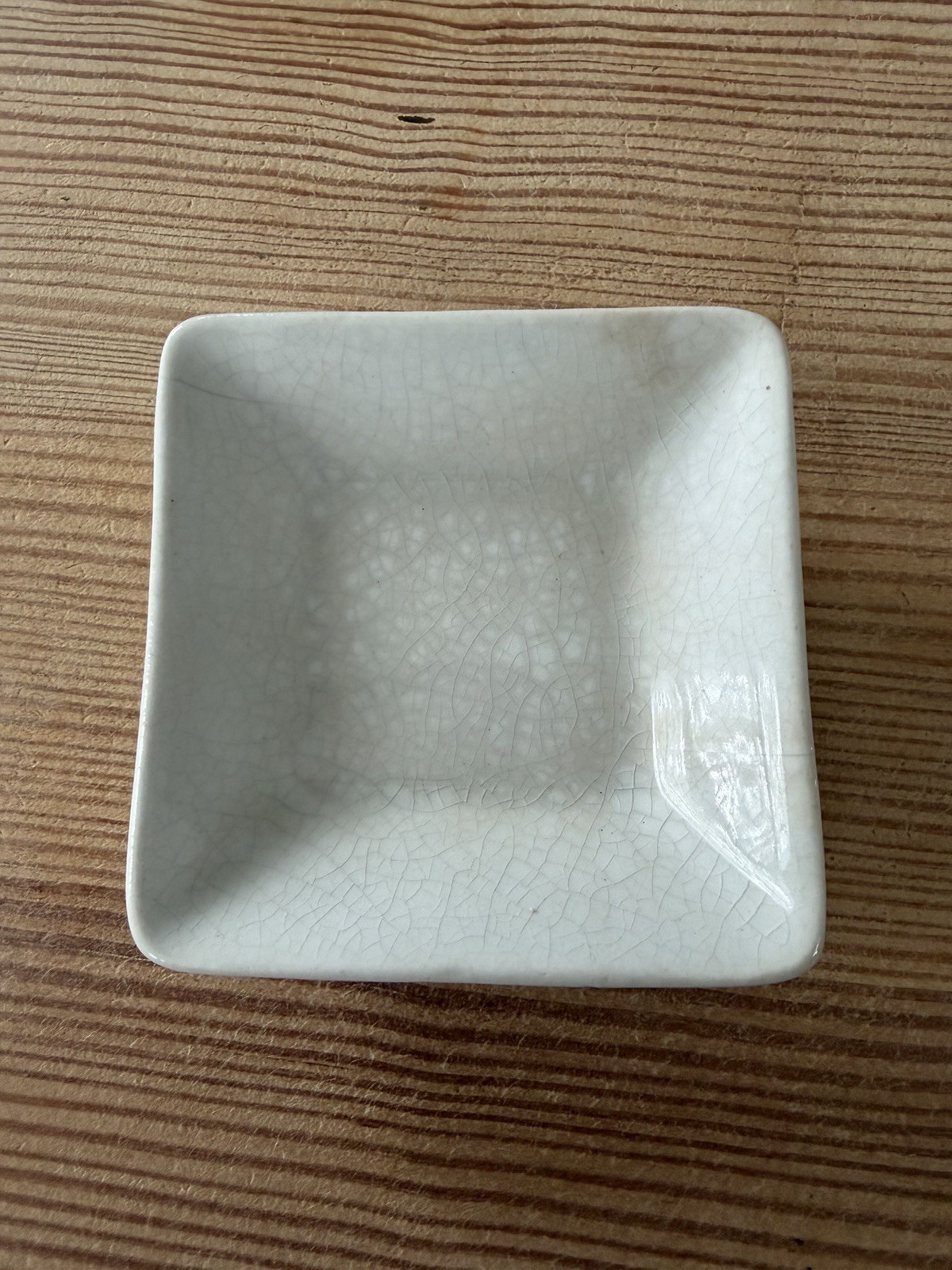 White Ironstone Square Butter Pat  Dish … No Markings 3”