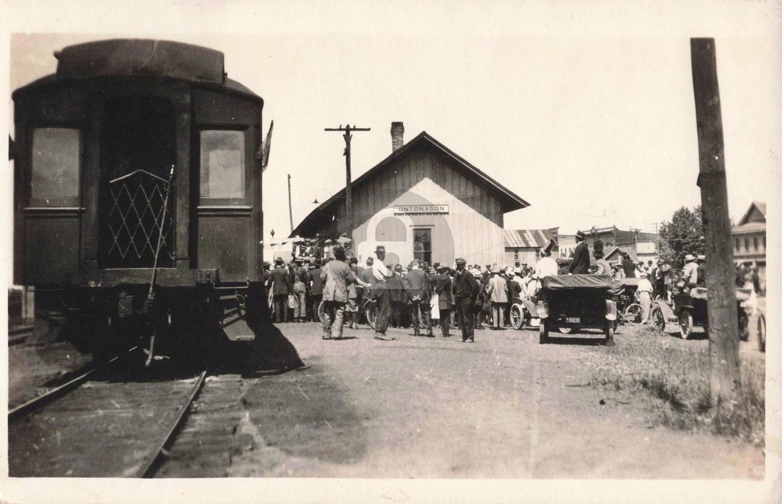 Railroad Station, Ontonagon MI Michigan 1917 RPPC Photo Postcard COPY Railroad Station, Ontonagon MI Michigan 1917 RPPC Photo Postcard COPY