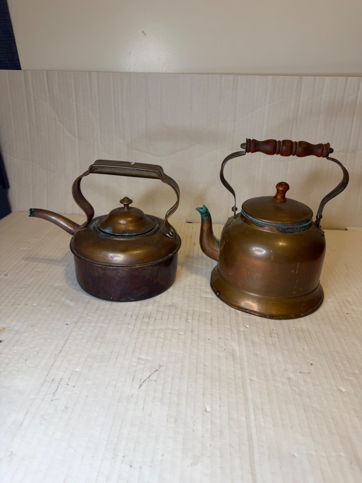 Vintage Copper Kettle Lot of 2 Hi-Mark Taiwan Tea Kettles Rustic Decor