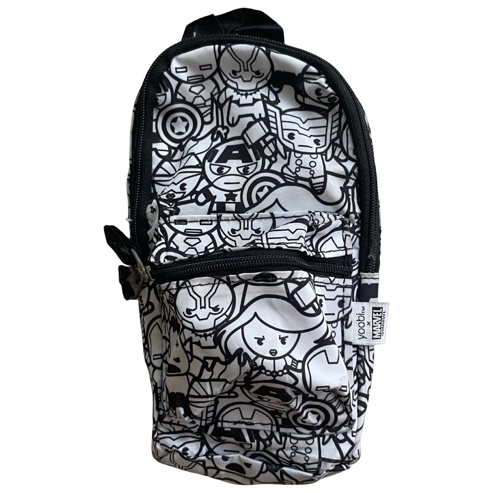 Yoobi x Marvel Superheroes Backpack Style Pencil Case Avengers Black White