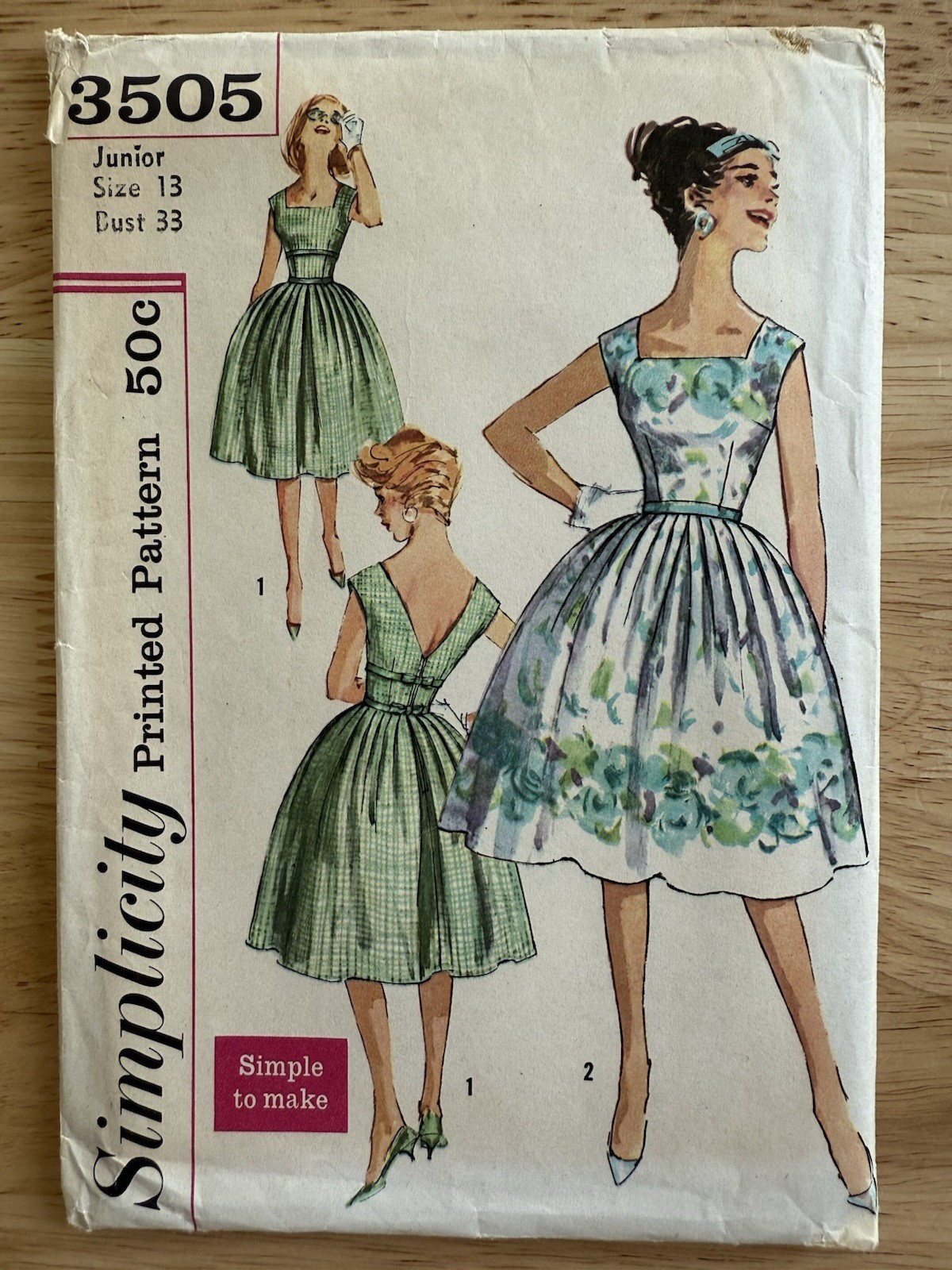 Simplicity Pattern 3505 Junior One-Piece Dress Size 13 Bust 33” Uncut FF