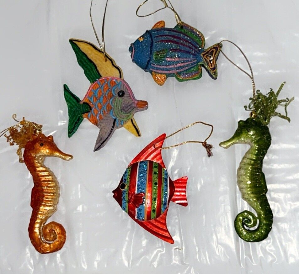 Tropical Fish And Sea Horse Christmas Tree Ornaments