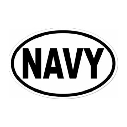 NAVY Black & White Euro Style Oval 3x5 Inch Vinyl Bumper Sticker