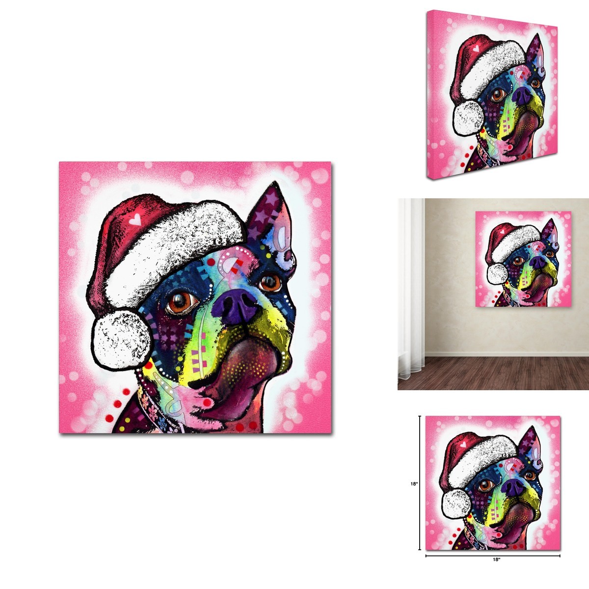 Trademark Fine Art Dean Russo Boston Terrier Christmas Canvas Art Trademark Fine Art Dean Russo Boston Terrier Christmas Canvas Art