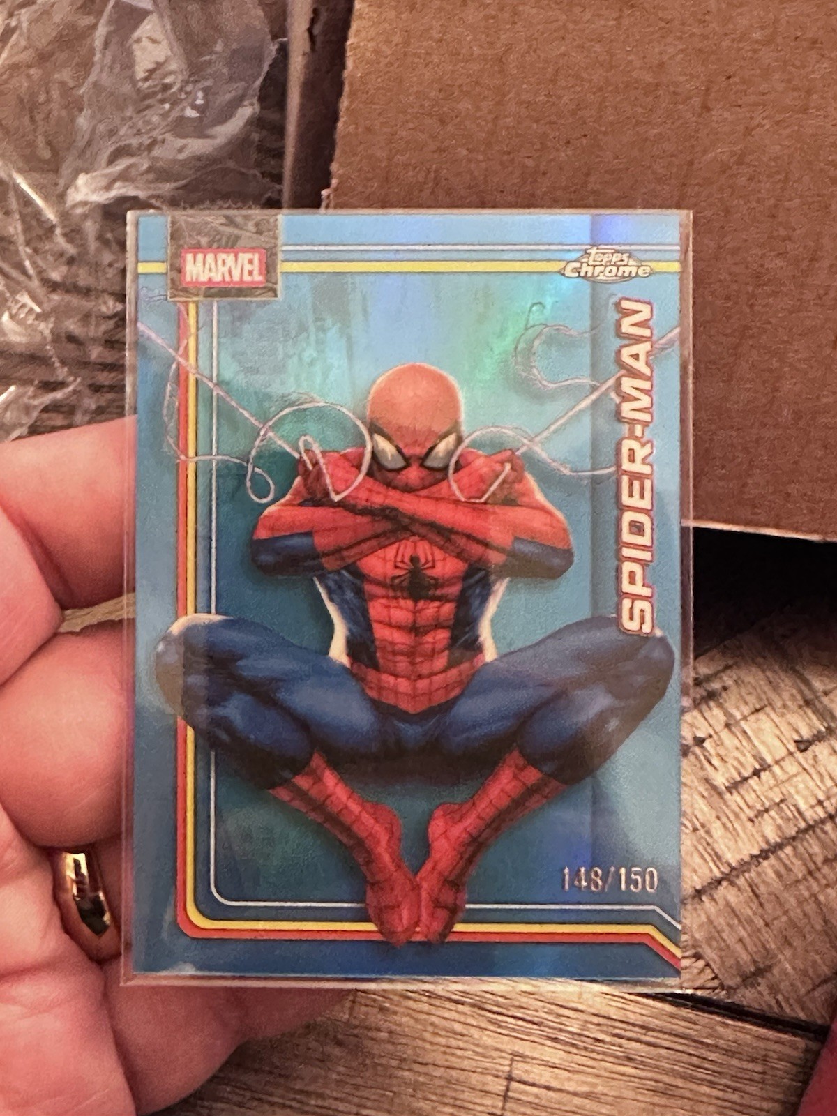 2026 Topps Chrome Marvel Spider-Man #163 Hologram Serial Numbered /150 True Blue