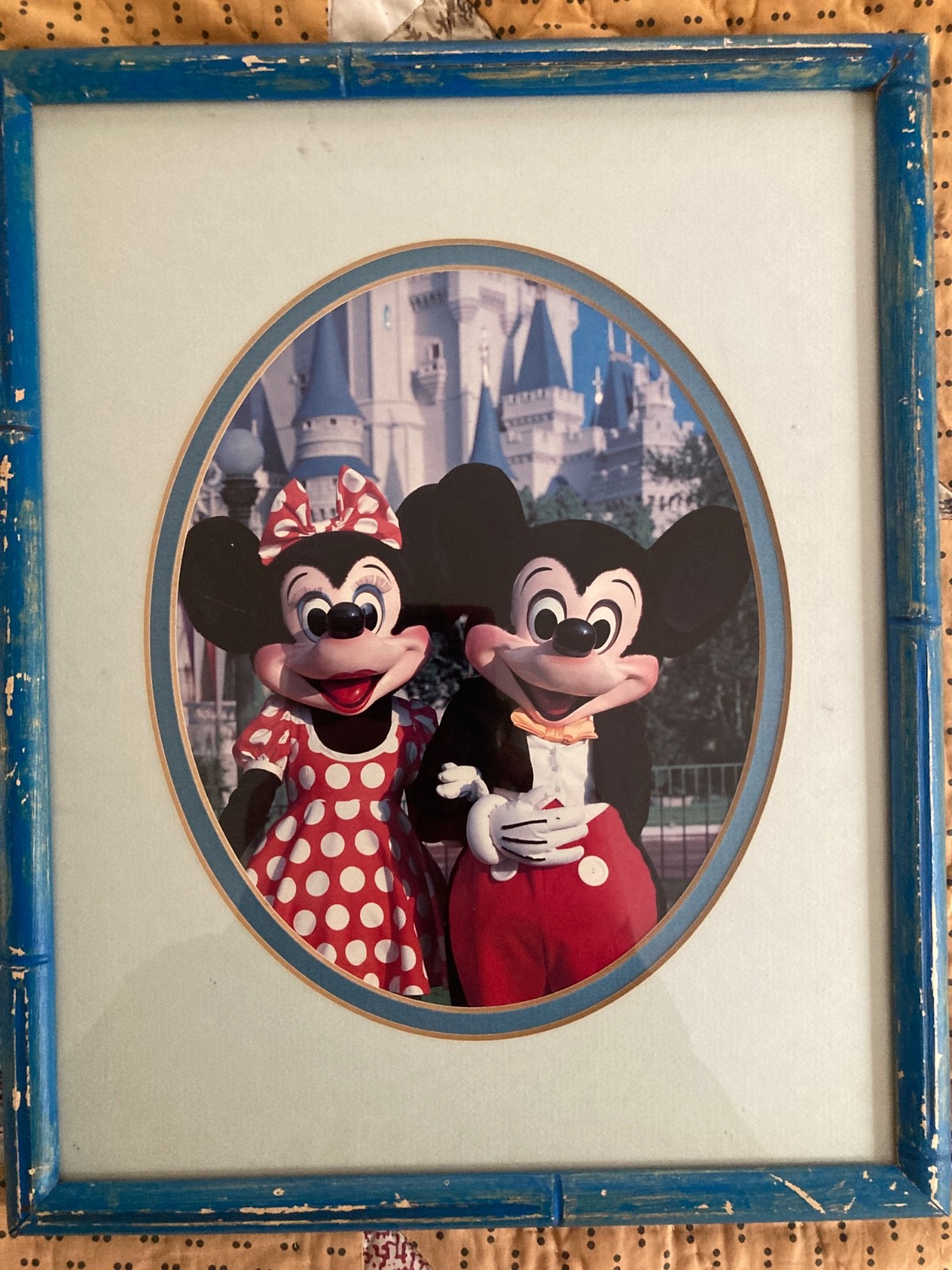 Vintage 1980's Disney Mickey & Minnie Framed Print- Disney Wrapping Paper Back Vintage 1980's Disney Mickey & Minnie Framed Print- Disney Wrapping Paper Back