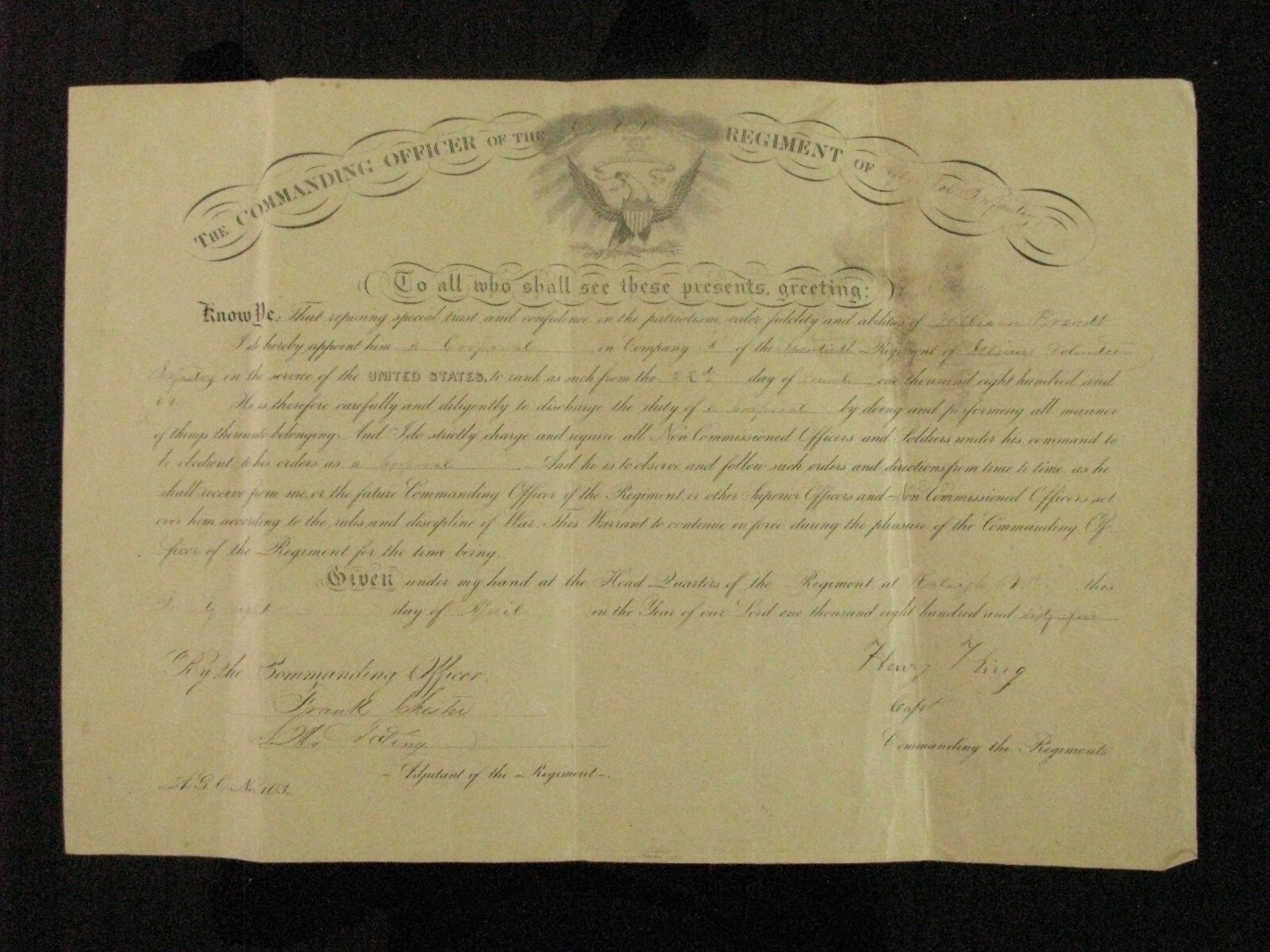 CIVIL WAR RALEIGH NORTH CAROLINA SURRENDER UNION OFFICER COMMISSION CIVIL WAR RALEIGH NORTH CAROLINA SURRENDER UNION OFFICER COMMISSION