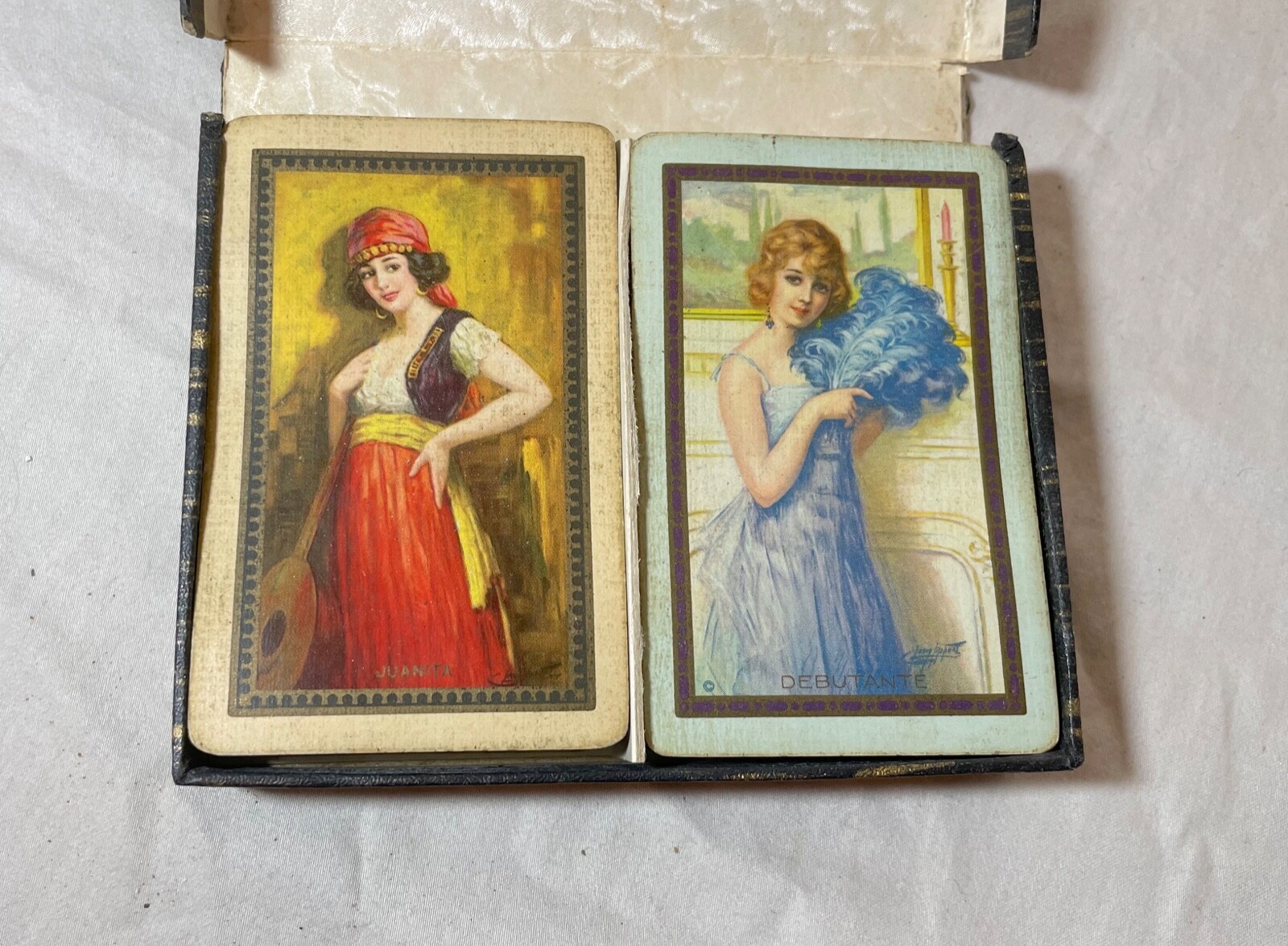 pair of rare antique Leon Lippert congress gypsy burlesque playing cards deck