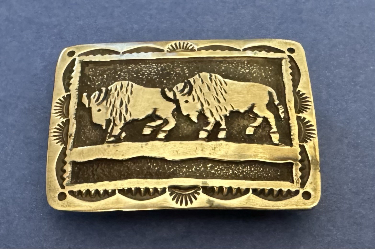 VTG Small Mid Size Sterling Silver Native Signed HY 2 Buffalo Bison Belt Buckle VTG Small Mid Size Sterling Silver Native Signed HY 2 Buffalo Bison Belt Buckle