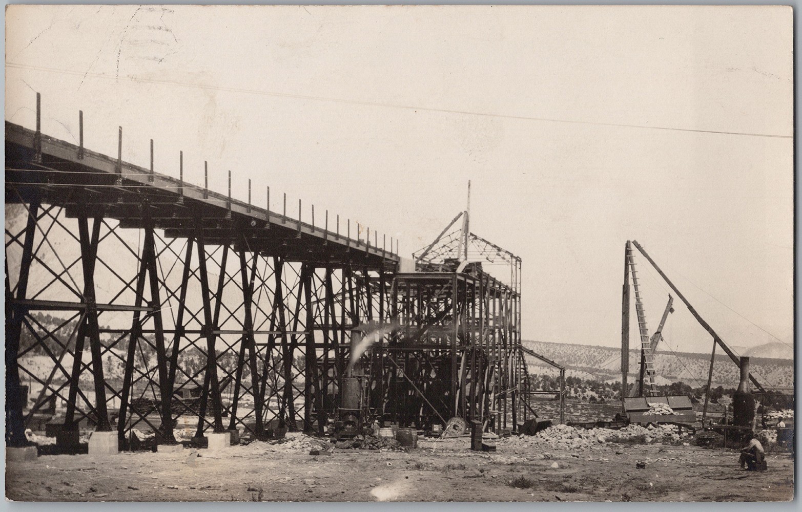 Blackhawk Utah ?? Bridge Construction Scarce 1915 RPPC Postcard D99