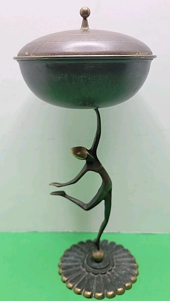 Vintage 1950\'s Pal-Bell Dancer Statue Lidded Bowl Maurice Ascalon Or Moshe Klein