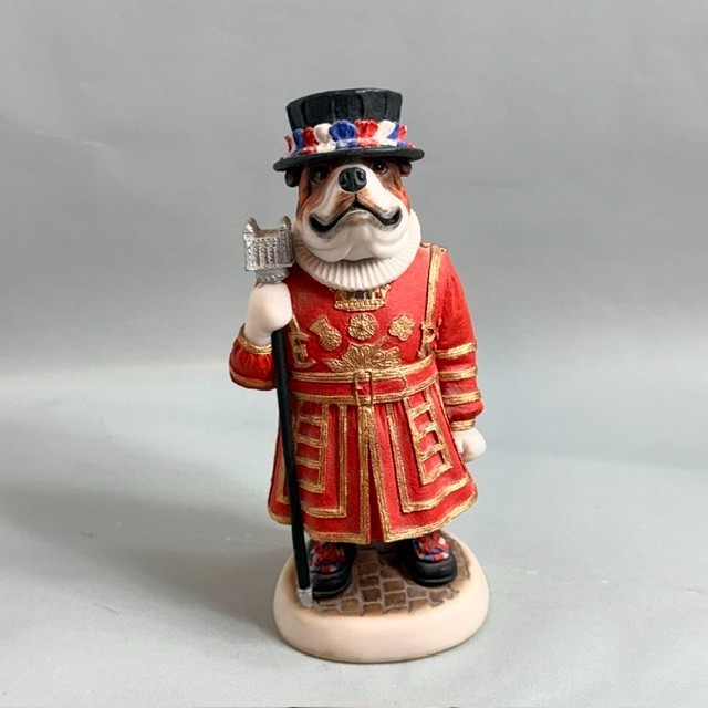 Vintage English Bulldog Figurine British Royal Guard England Anthropomorphic Dog