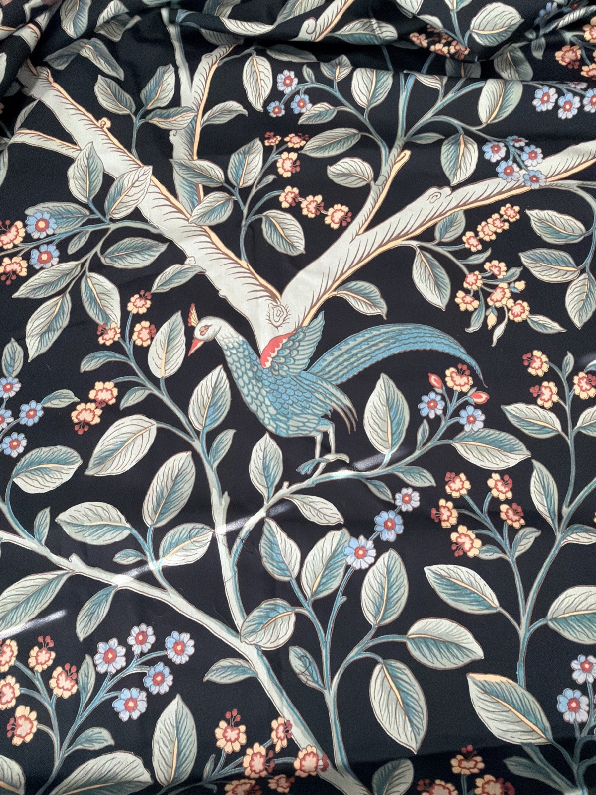 Vtg Romanex de Boussac French Cotton Fabric Peacock Museum Document Mulhouse