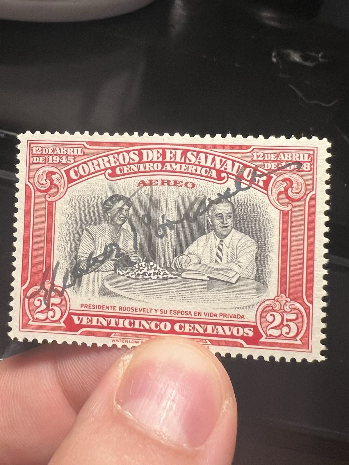 ELEANOR ROOSEVELT - SIGNED STAMP - President FDR - Autograph 1945 Rare Historic