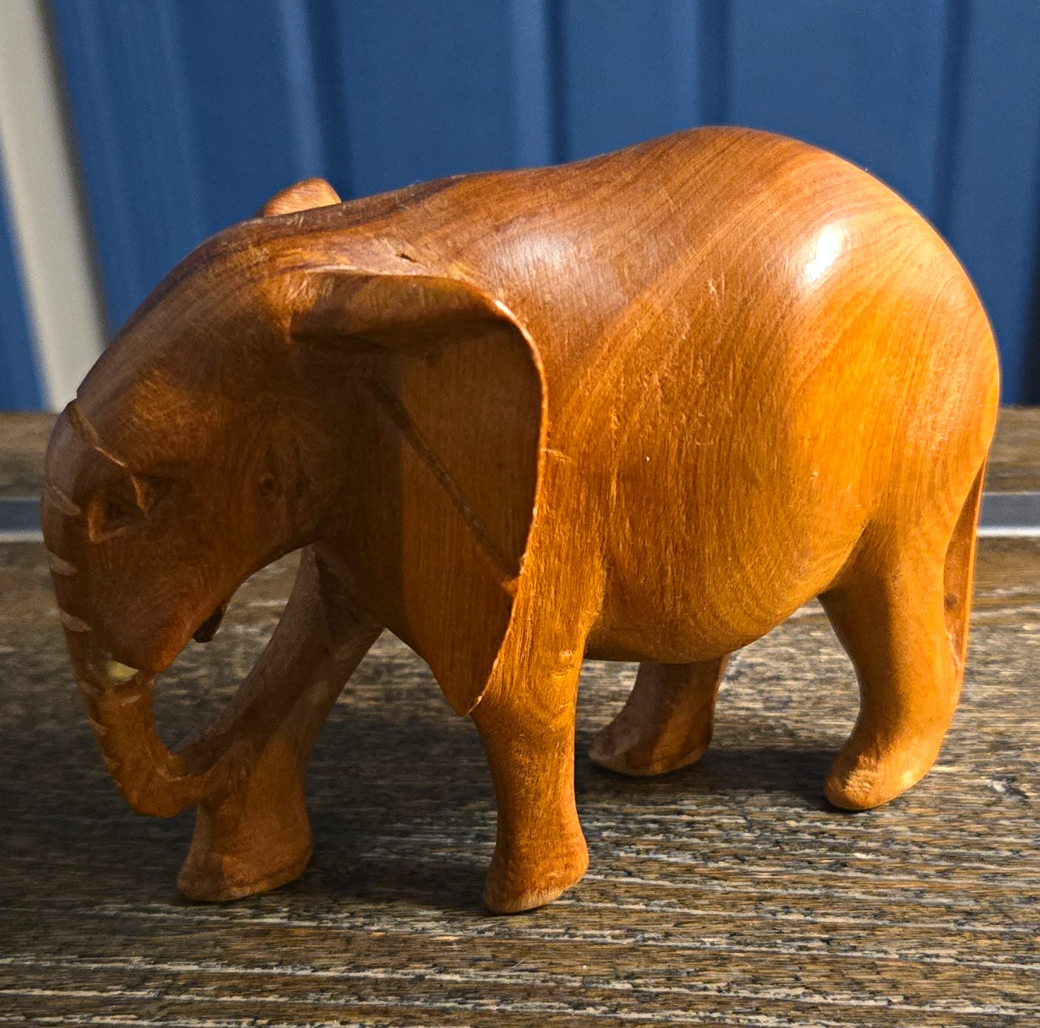 BESMO Genuine Handmade Hand Carved in Kenya Wooden Elephant Figurine