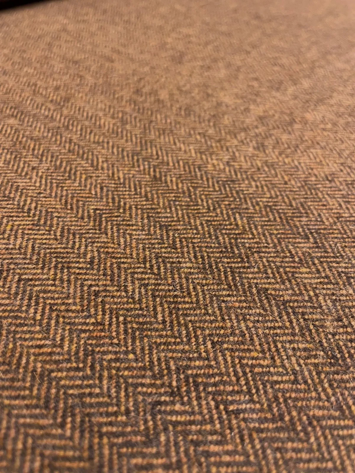 6.375 yd Anzea Limerick Belfast Orange Brown Wool Herringbone Upholstery Fabric