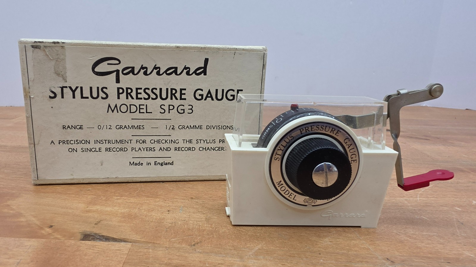 Vintage Garrard Stylus Pressure Gauge Model SPG3 Made in England w/ Original Box