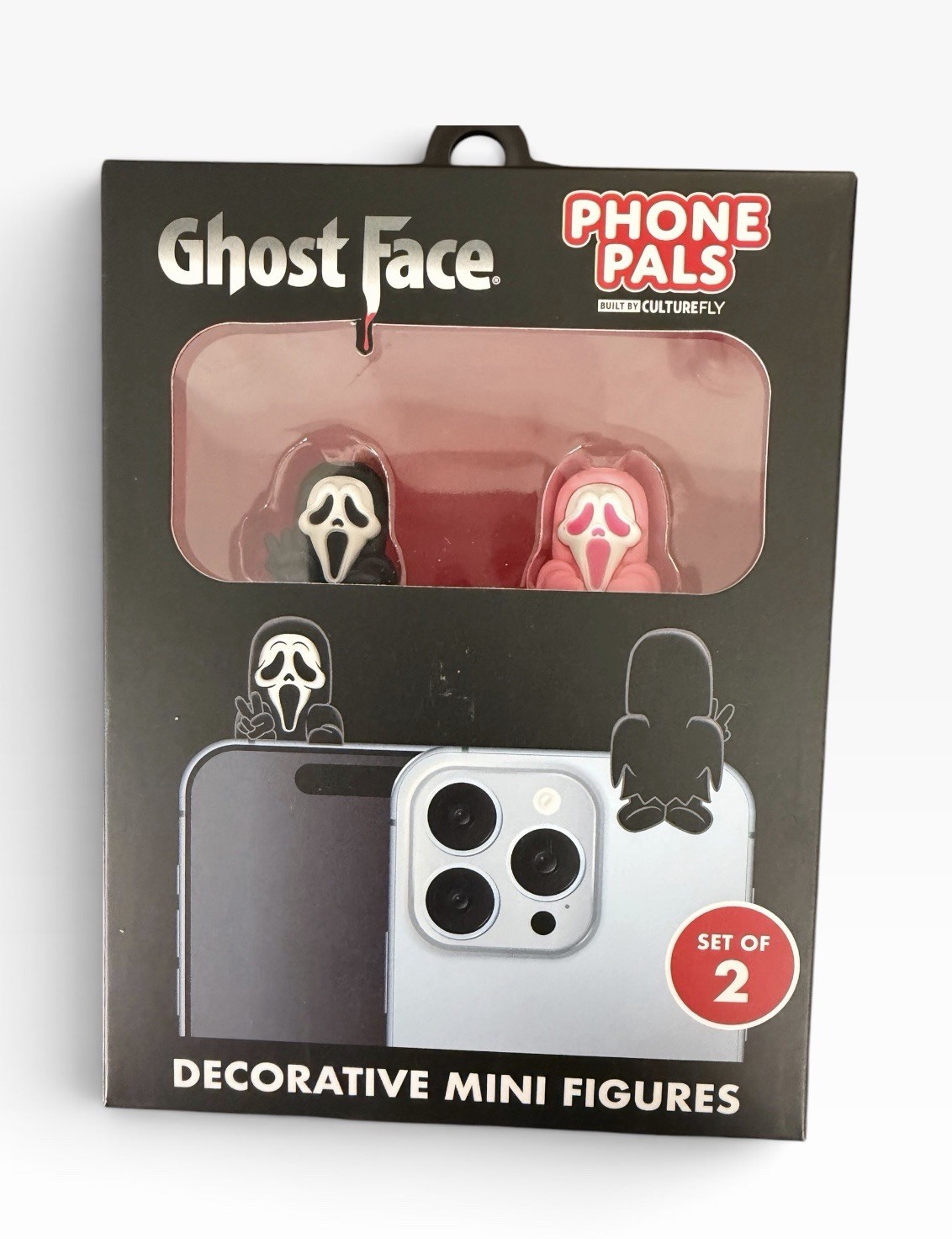 Ghost Face Huggers Phone Pals CultureFly Set If 2  Mini Figures Black & Pink NEW