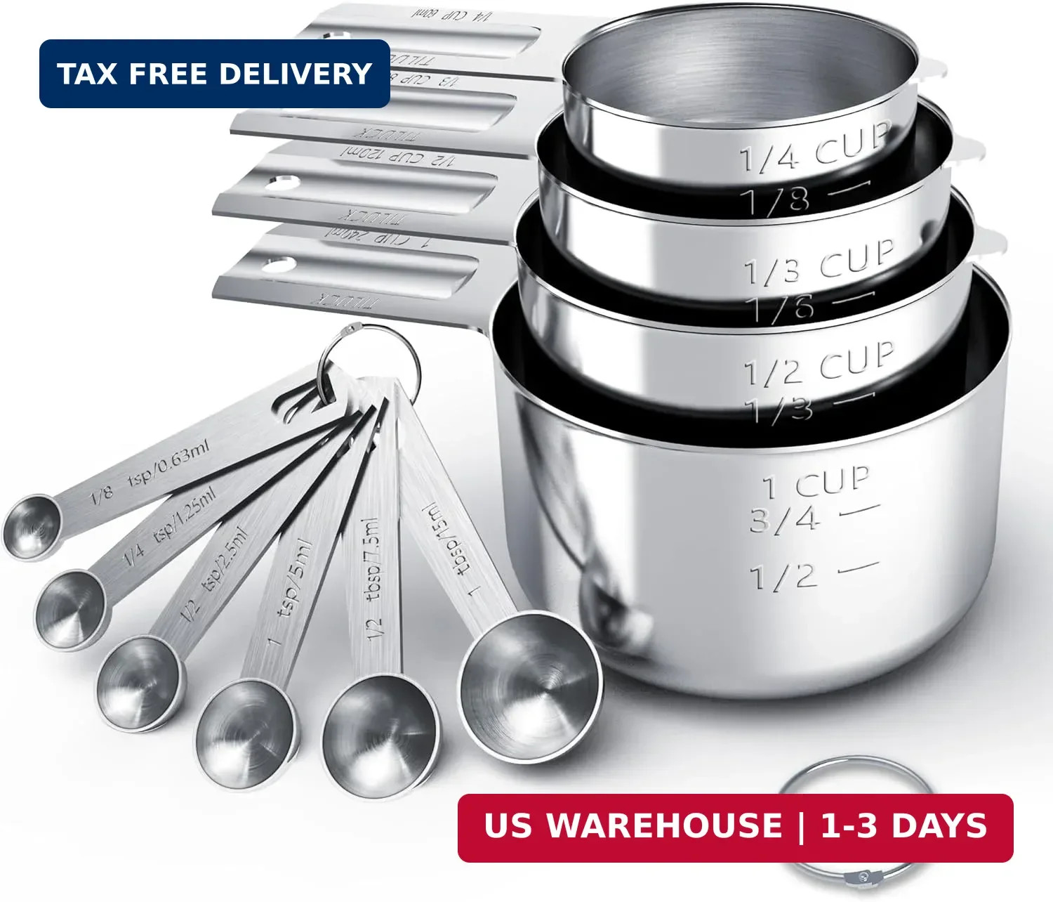 Stainless Steel Measuring Cups & Spoons Set, Cups and Spoons Stainless Steel Measuring Cups & Spoons Set, Cups and Spoons