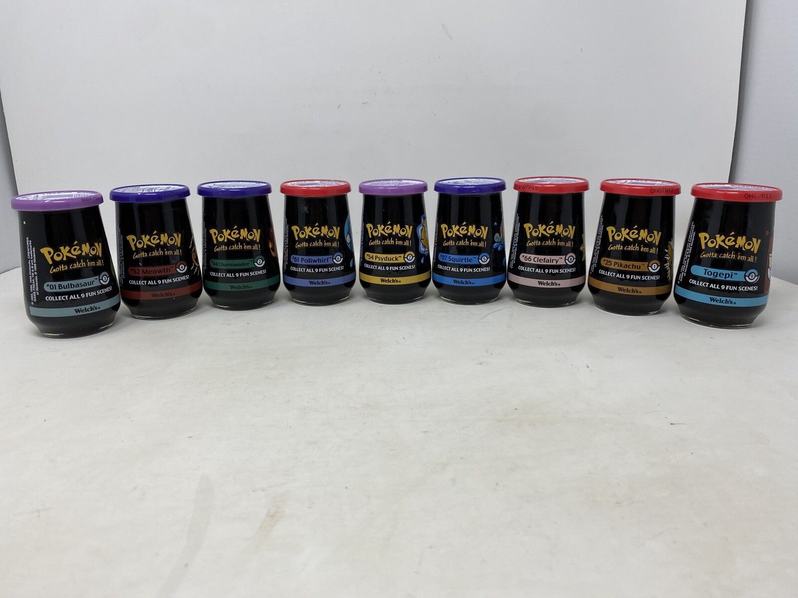Vintage 1999 Welch's Nintendo Pokemon Unopened Jelly Jar Lot Complete Set of 9 Vintage 1999 Welch's Nintendo Pokemon Unopened Jelly Jar Lot Complete Set of 9