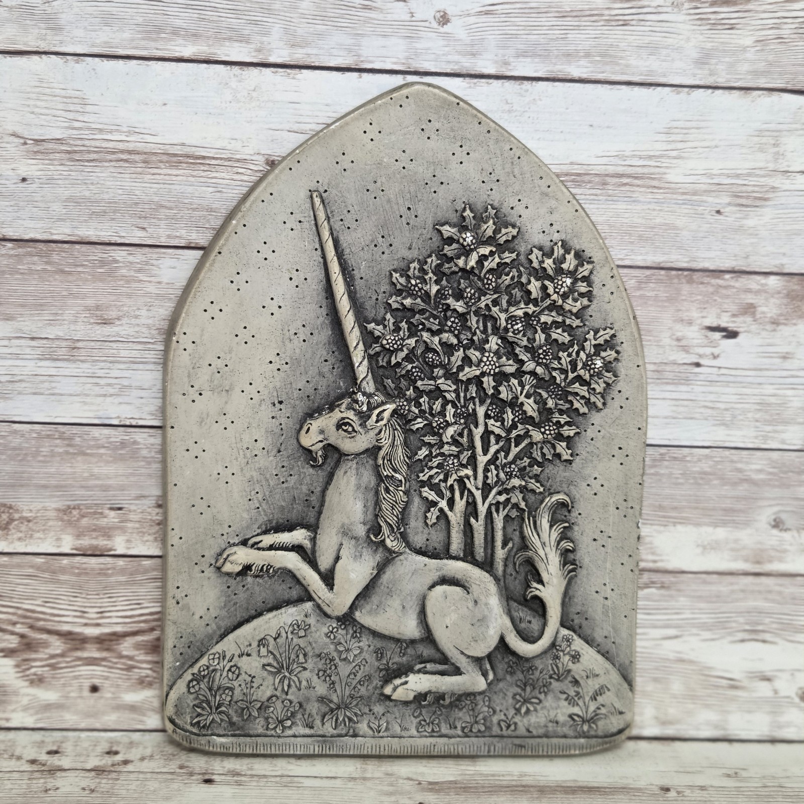 Vintage Unicorn Wall Hanging Plaque Joan S Diamond 1980s Plaster Art Renaissance