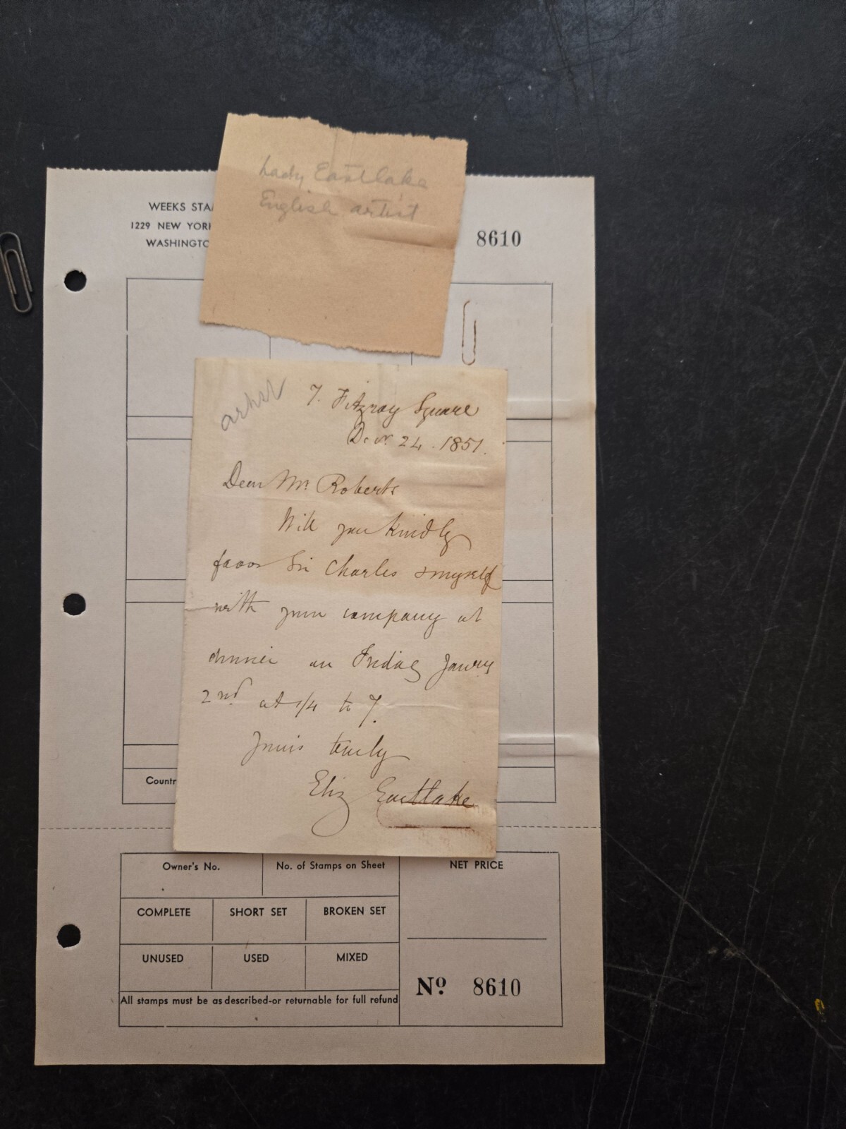 Lady Elizabeth Eastlake Signed Letter -  Signature- Autograph 