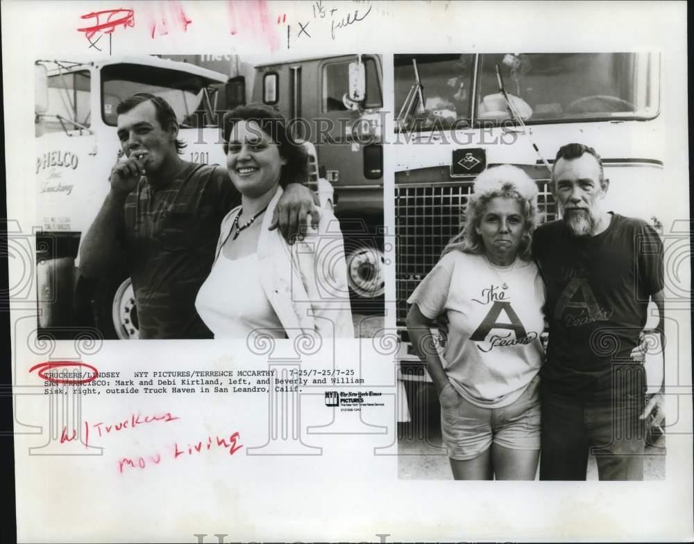 1986 Press Photo Truckers outside Truck Haven in San Leandro, California 1986 Press Photo Truckers outside Truck Haven in San Leandro, California