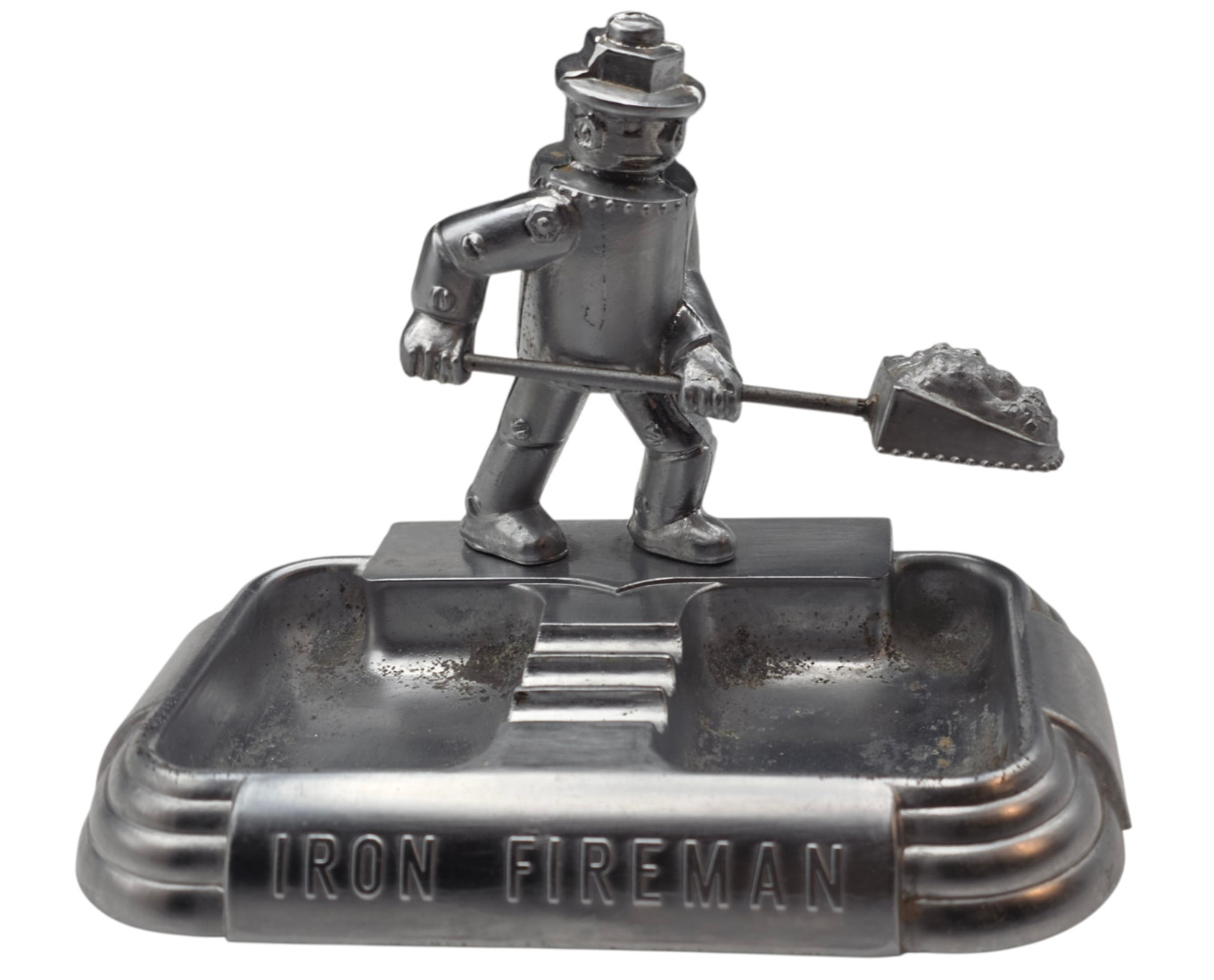 Vintage 1930'S Iron Robot Fireman Art Deco Coal Stoker Ashtray 