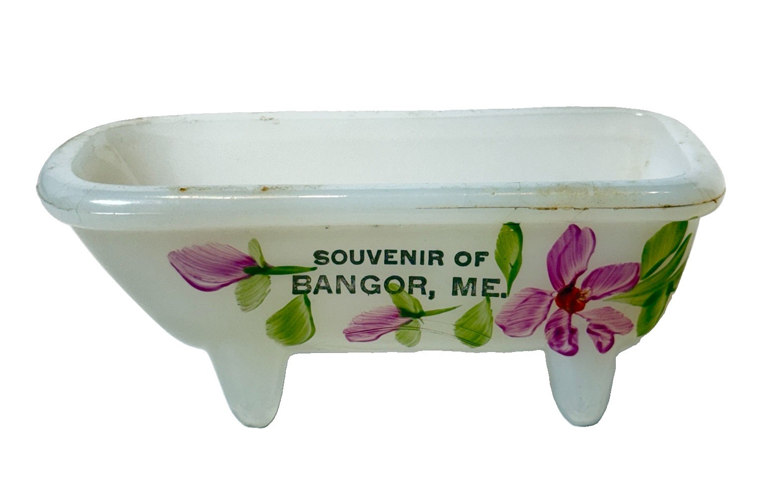 BANGOR MAINE ME ANTIQUE Souvenir DEPRESSION Glass TRINKET BATHTUB BANGOR MAINE ME ANTIQUE Souvenir DEPRESSION Glass TRINKET BATHTUB