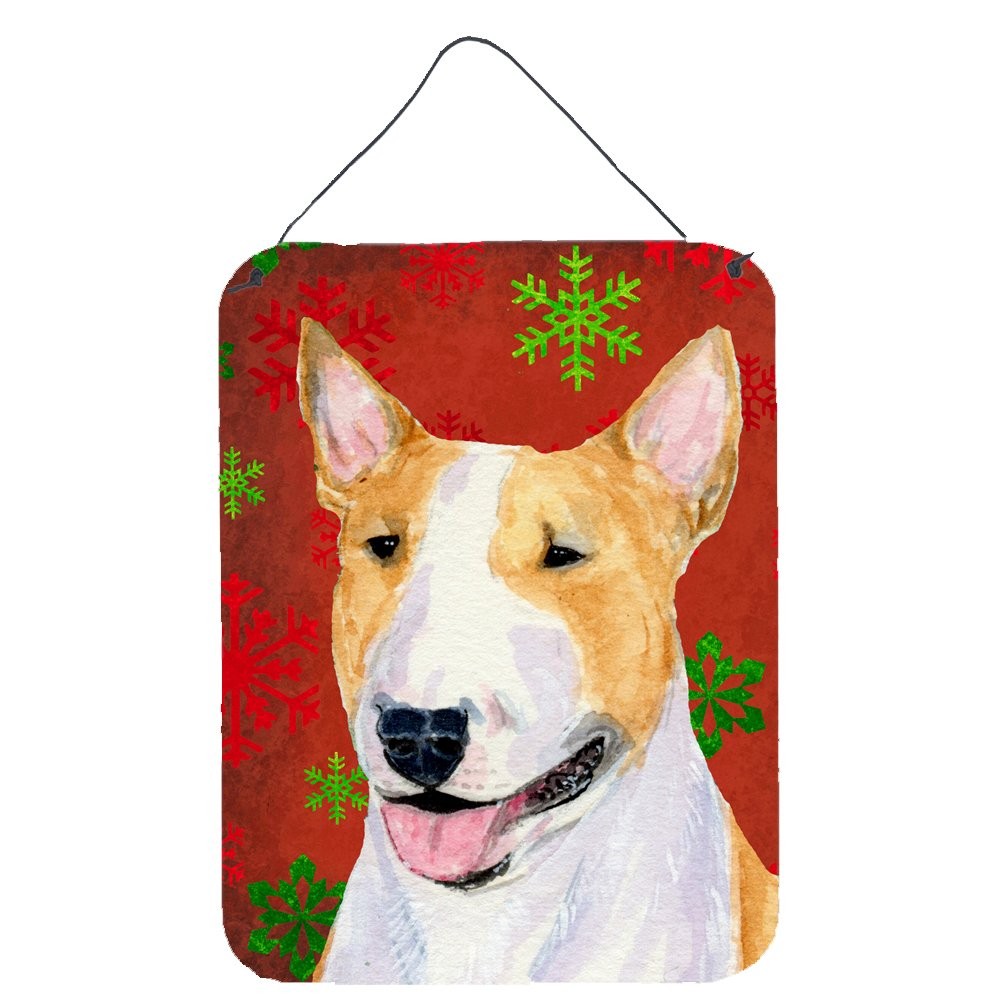 Caroline's Treasures SS4703DS1216 Bull Terrier Red/Green Snowflake Aluminum Sign Caroline's Treasures SS4703DS1216 Bull Terrier Red/Green Snowflake Aluminum Sign