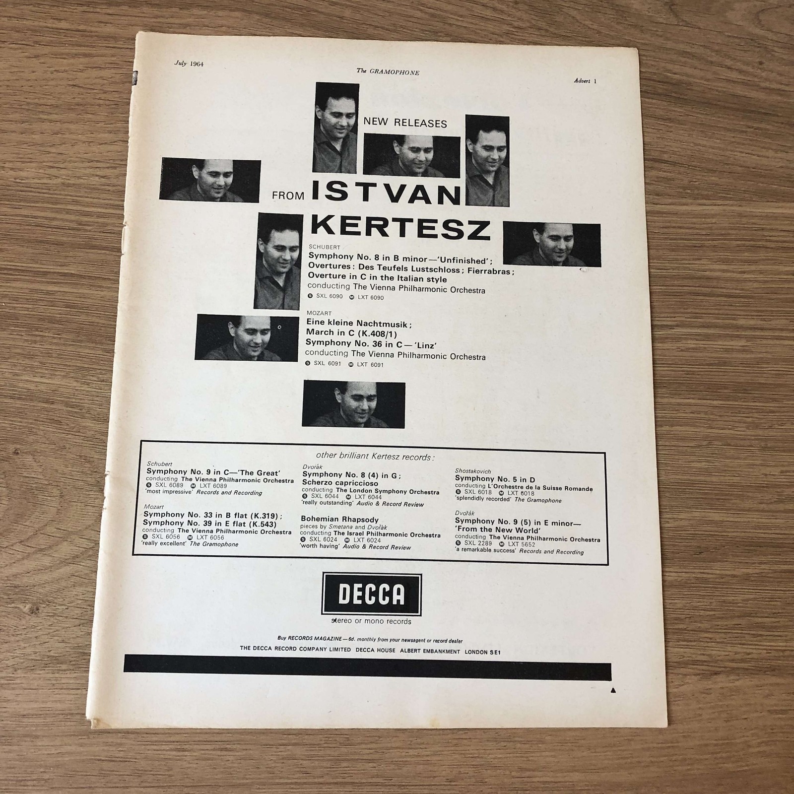 GRAM174 MAGAZINE ADVERT 11X8 ISTVAN KERTESZ ON DECCA