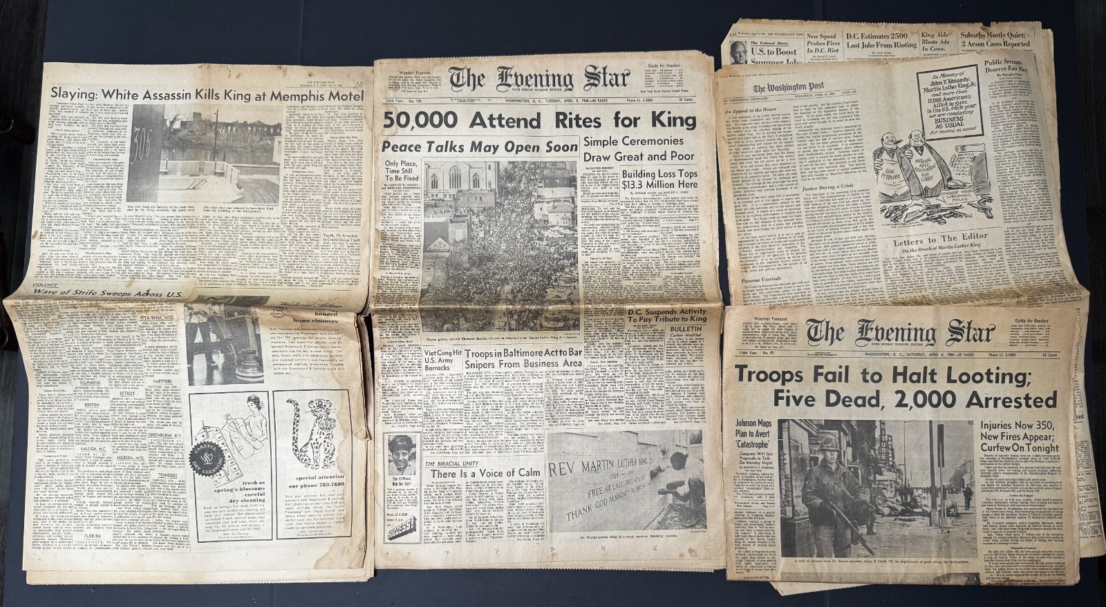 Vtg 1968 Martin Luther King MLK Assassination Newspaper Lot Post Star DC Riots Vtg 1968 Martin Luther King MLK Assassination Newspaper Lot Post Star DC Riots