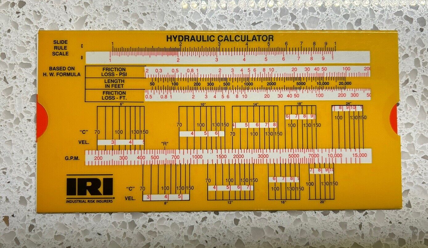 Vintage Industrial Risk Insurers Hydraulic Calculator Slide Chart