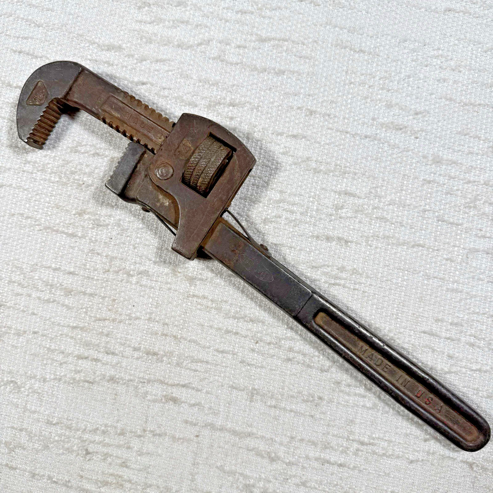 Trimont Mfg Co TRIMO 12” Pipe Wrench USA 1910s-1920s Antique Tool Collectible