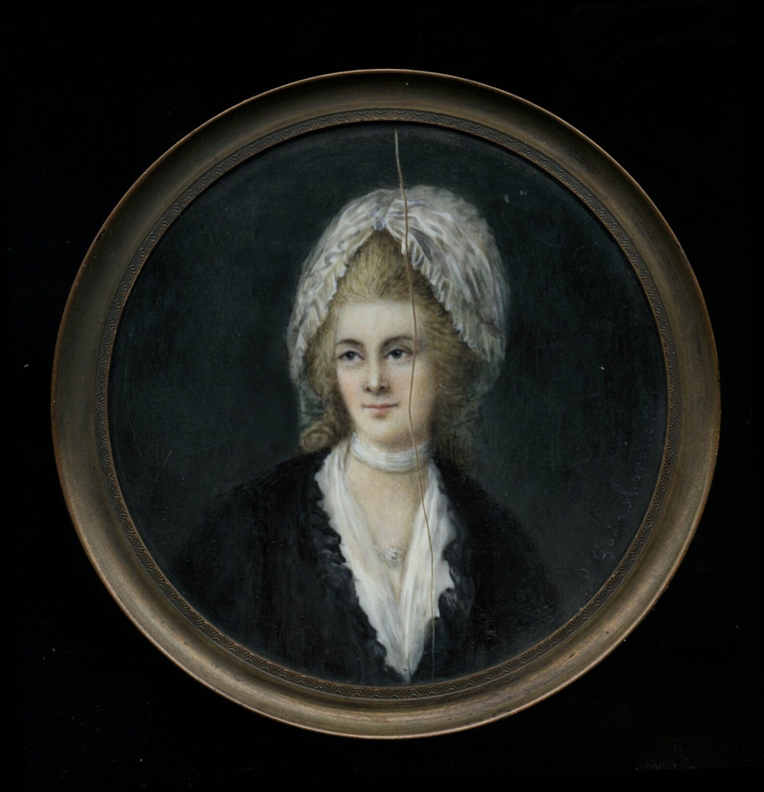Antique Miniature Painting Portrait of a Woman Signed Gainsborough Rare Art