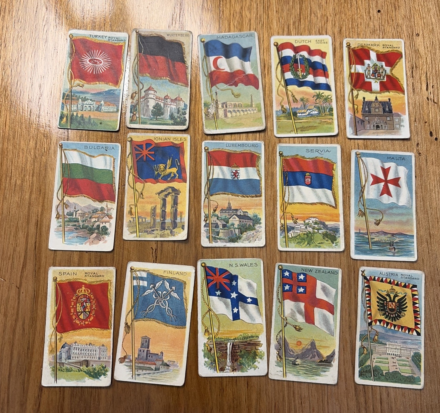 1910-11 RECRUIT Tobacco Card LOT (15) Flags Of All Nations Series 100 Designs