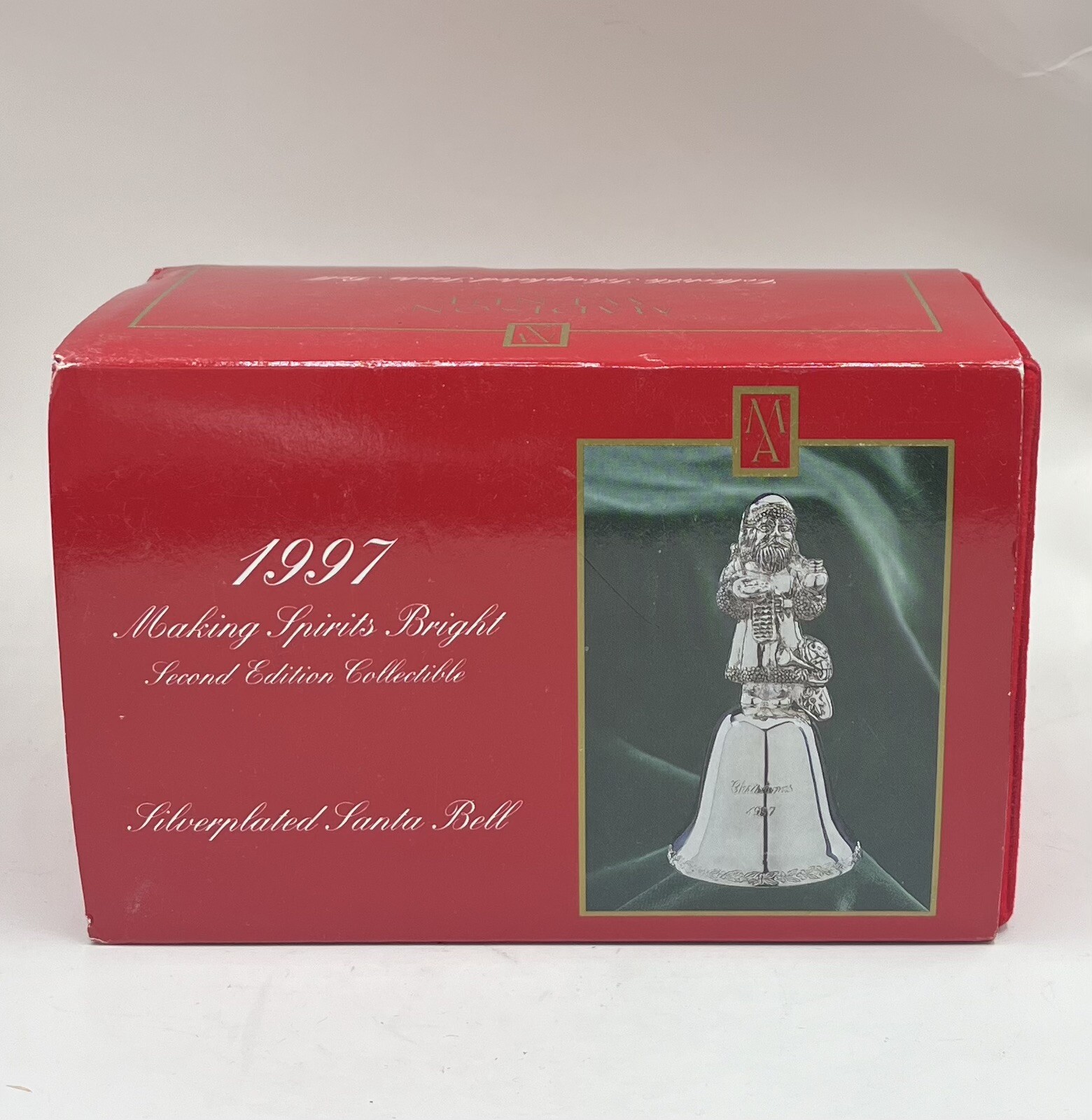 NEW 1997 Madison Avenue Collectible Silverplate Santa Bell In Original Box 5”