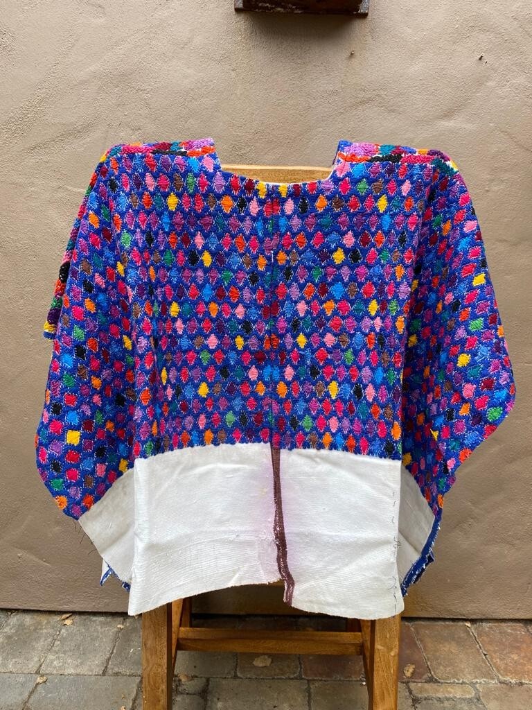 Vintage Handwoven Guatemalan Huipil Blouse, Authentic San Pedro Sacatepequez