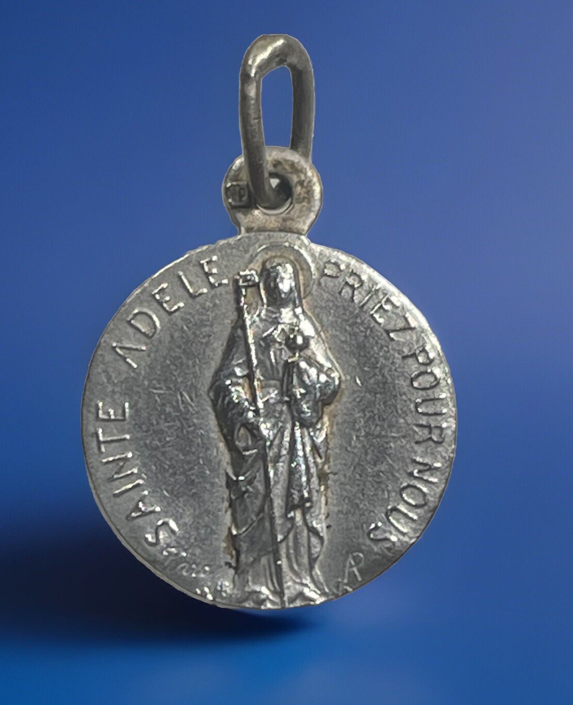 Vintage Catholic Signed Karo St Adele Silver Plated Religious Medal Vintage Catholic Signed Karo St Adele Silver Plated Religious Medal