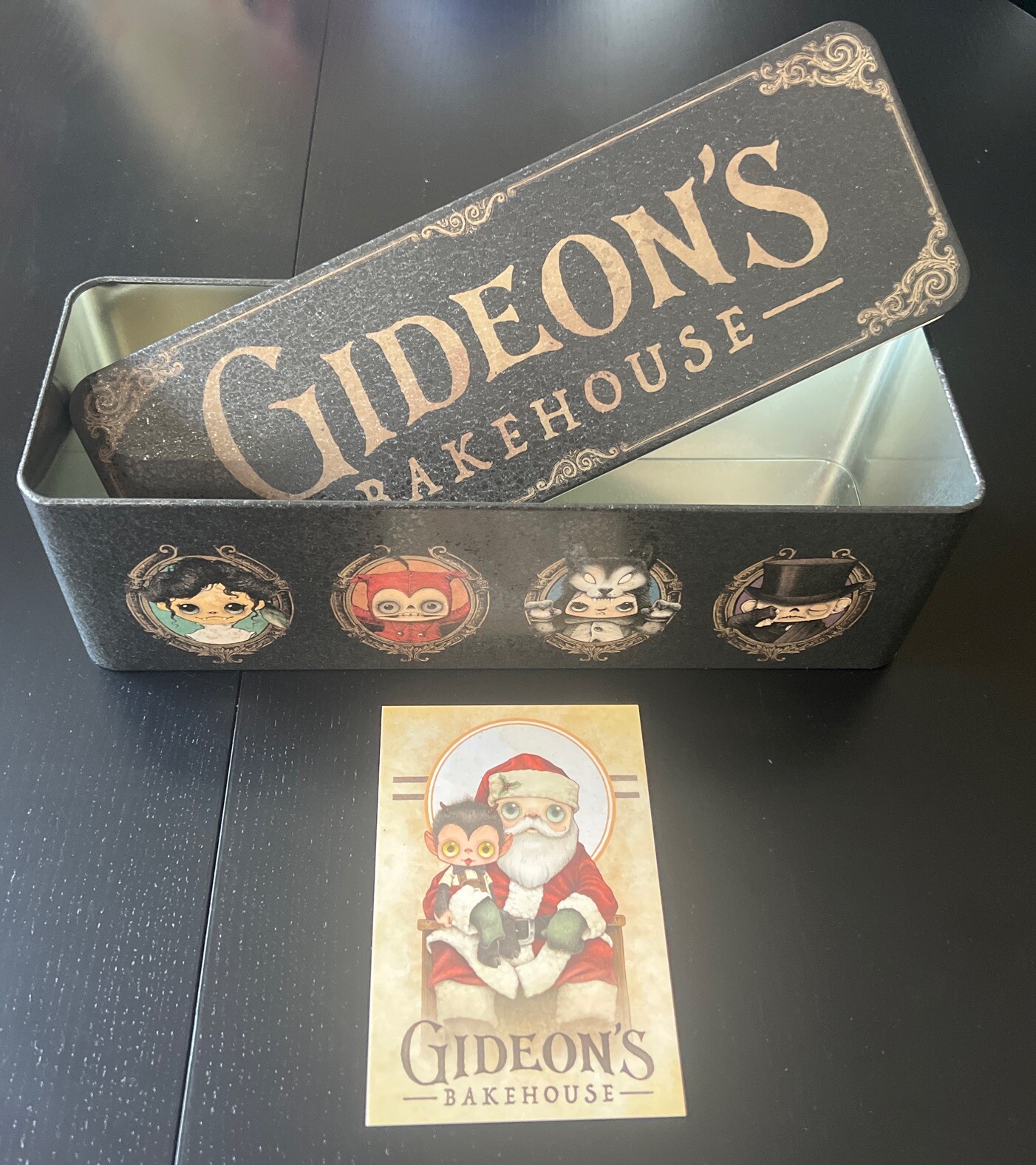 Gideons Bakehouse 2023 Black Friday Metal Cookie Tin & Dec Menu Disney Gideons Bakehouse 2023 Black Friday Metal Cookie Tin & Dec Menu Disney