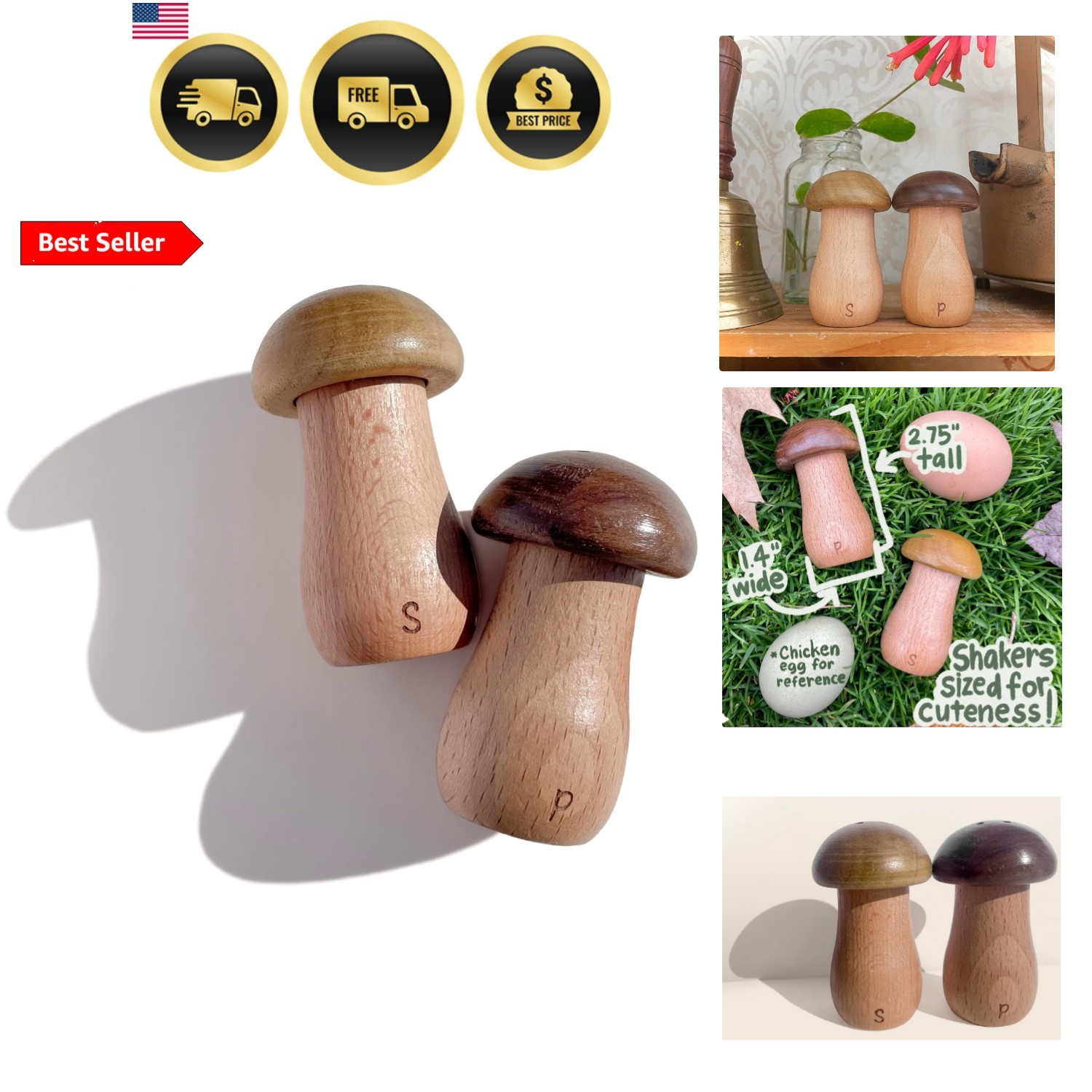 Cottage Core Mushroom Kitchen Decor - Tiny Salt and Pepper Shaker Set Cottage Core Mushroom Kitchen Decor - Tiny Salt and Pepper Shaker Set
