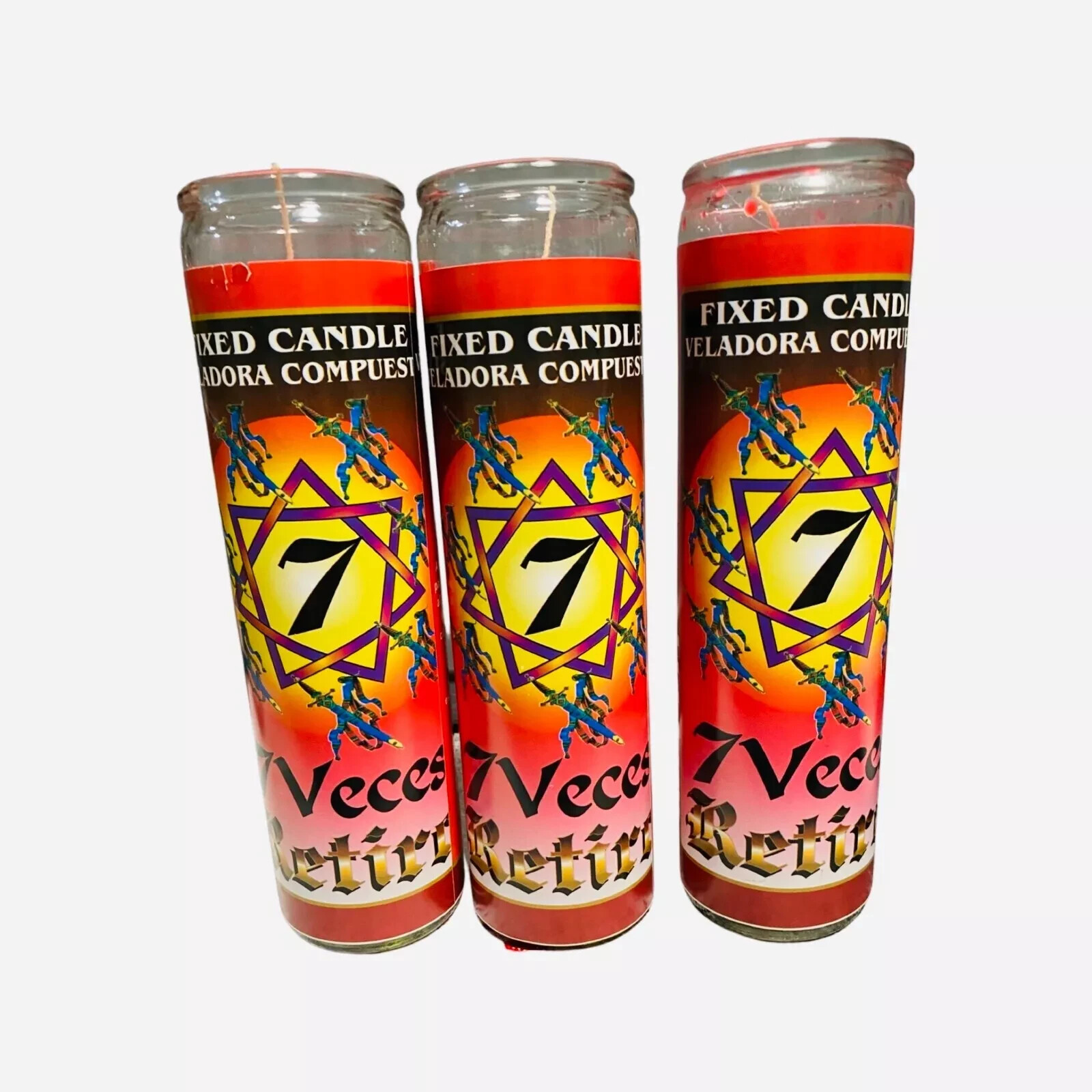 3x Set, 7 Veces del Retiro Veladora. Para retirar y alejar enemigos. 3x Set, 7 Veces del Retiro Veladora. Para retirar y alejar enemigos.