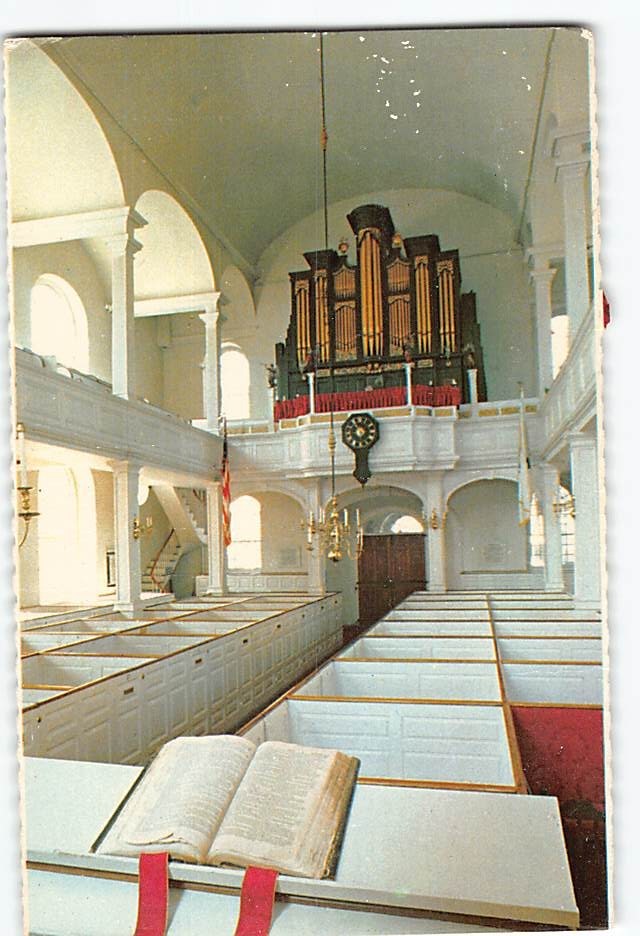 Postcard Looking toward the rear choir loft Old North Church Boston MA USA