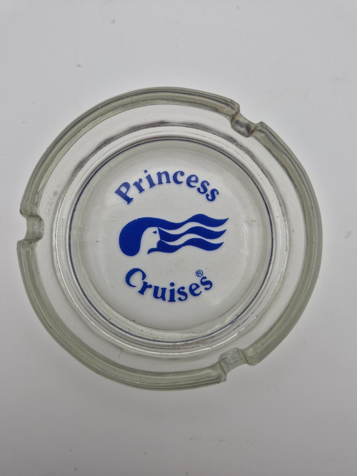 Vintage Princess Cruises Cruise Line Logo Clear Glass Advertising Ashtray