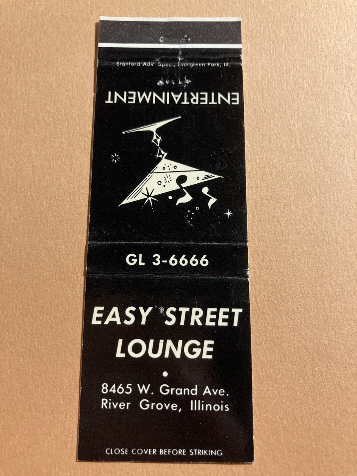 Easy Street Lounge River Grove Illinois IL Vintage Matchcover Easy Street Lounge River Grove Illinois IL Vintage Matchcover