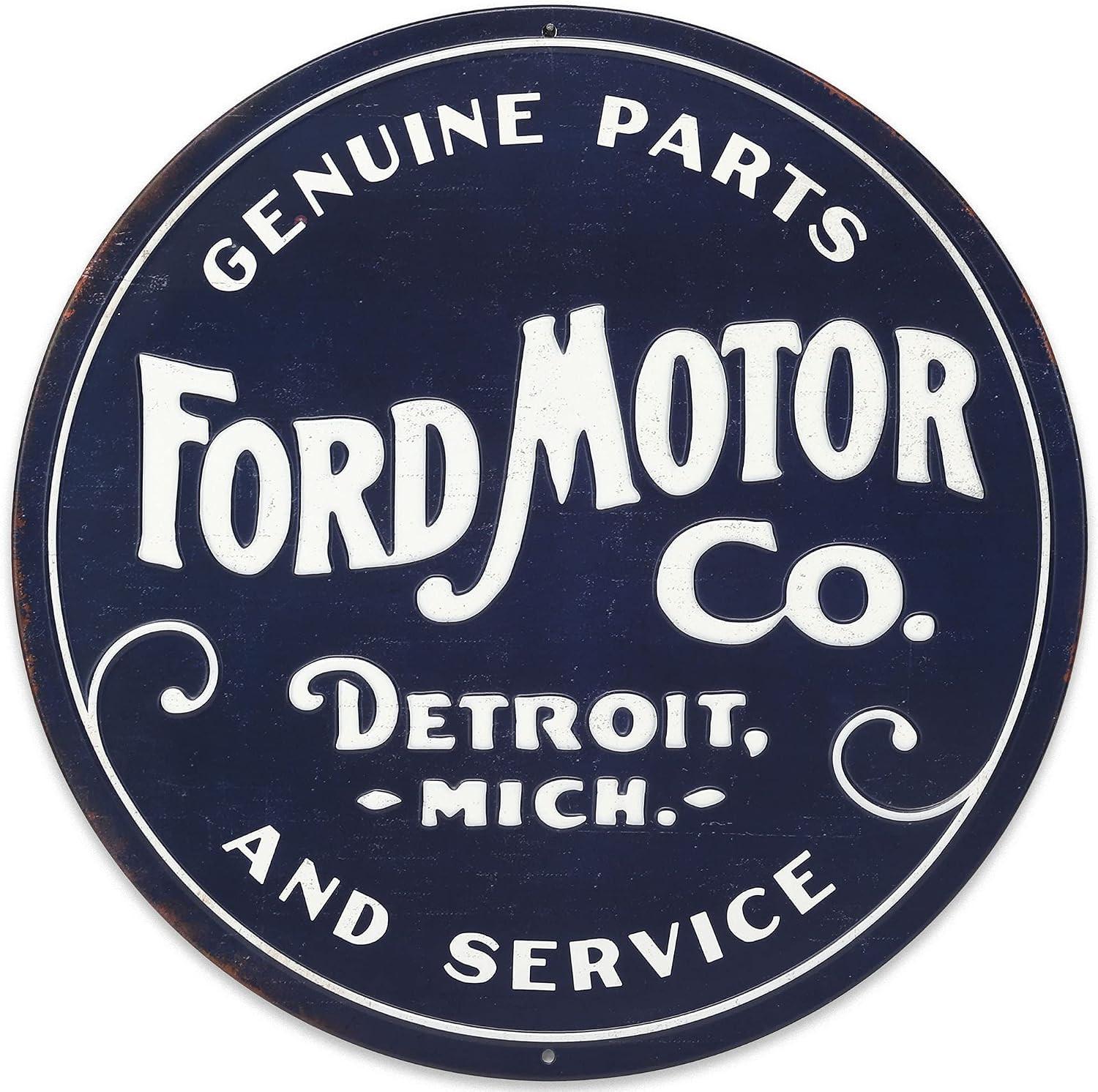 Ford Motor Co. round Embossed Metal Sign