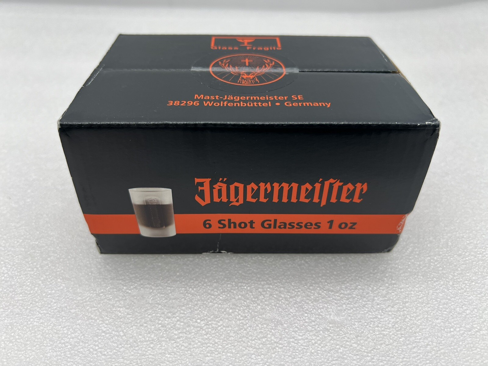 Jägermeister 6 Shot Glasse 1 Oz Frosted Brand New In Box Sealed